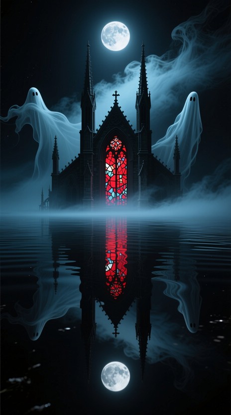 Free Gothic Water Mirror Photo - Gothic, Cathedral, Moonlight ...