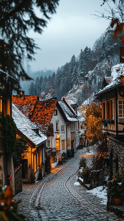 Free Snowy Village Path Image - Snow, Village, Path | Download at StockCake