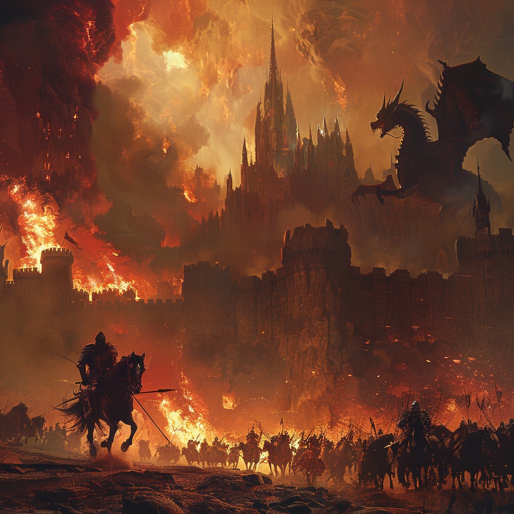 Free Epic Battle Scene Image - Dragon, Battle, Castle | Download at ...