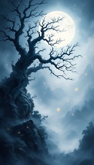Gnarled Tree Mist Free Moonlit Tree Spirit Image - Moonlight, Tree, Mist | Download at ...
