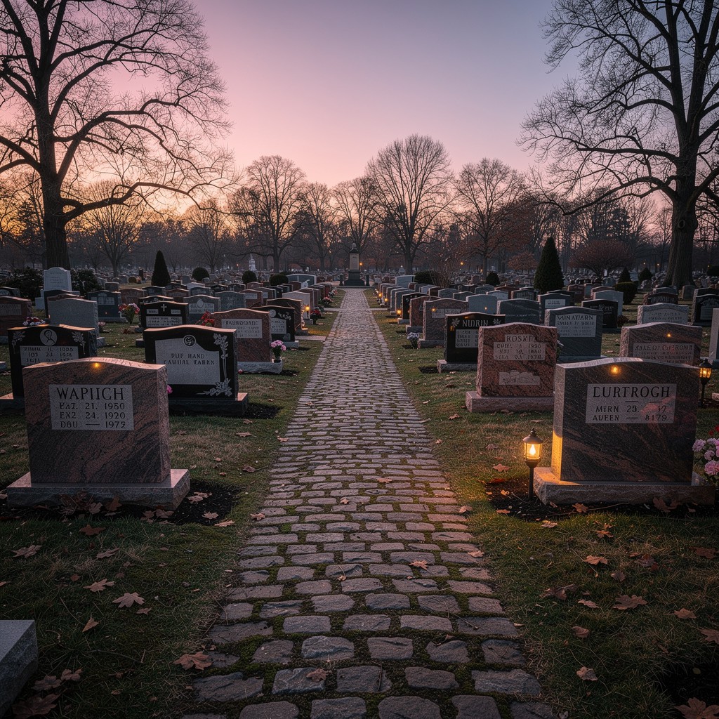 Free Twilight Memorial Path Image - Cemetery, Graveyard, Headstones ...