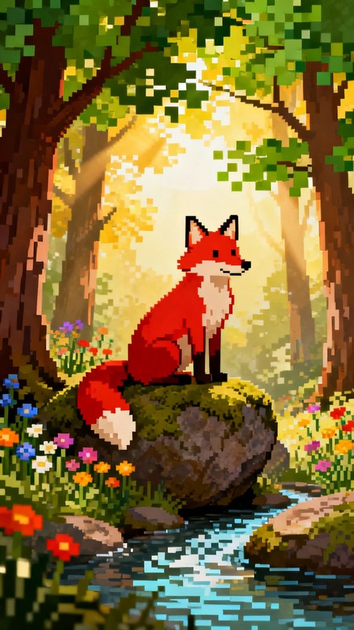 Free Foxes Across Divide Image - Foxes, Cliffs, Pixelart | Download at ...