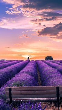 Free Lavender Field Sunset Image - Lavender, Sunset, Bench | Download ...