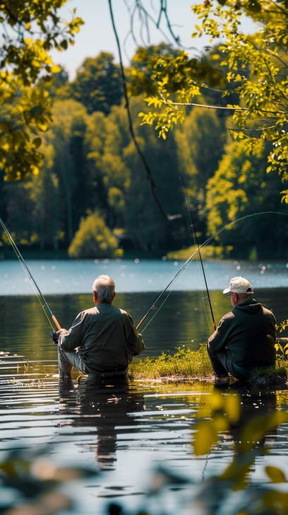 Picter Finhing Free Fishing Together Peacefully Image - Fishing, Lake, Nature ...