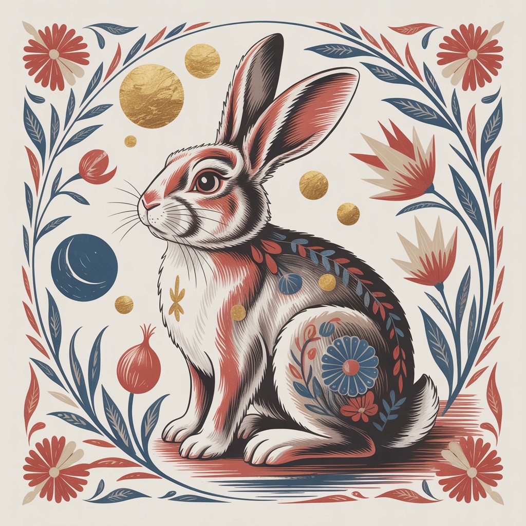 Short Fat Rabbit Folk Free Folk Art Rabbit Image - Rabbit, Bunny, Folkart | Download at StockCake