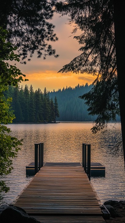Free Serene Lake Sunset Image - Sunset, Lake, Dock | Download at StockCake