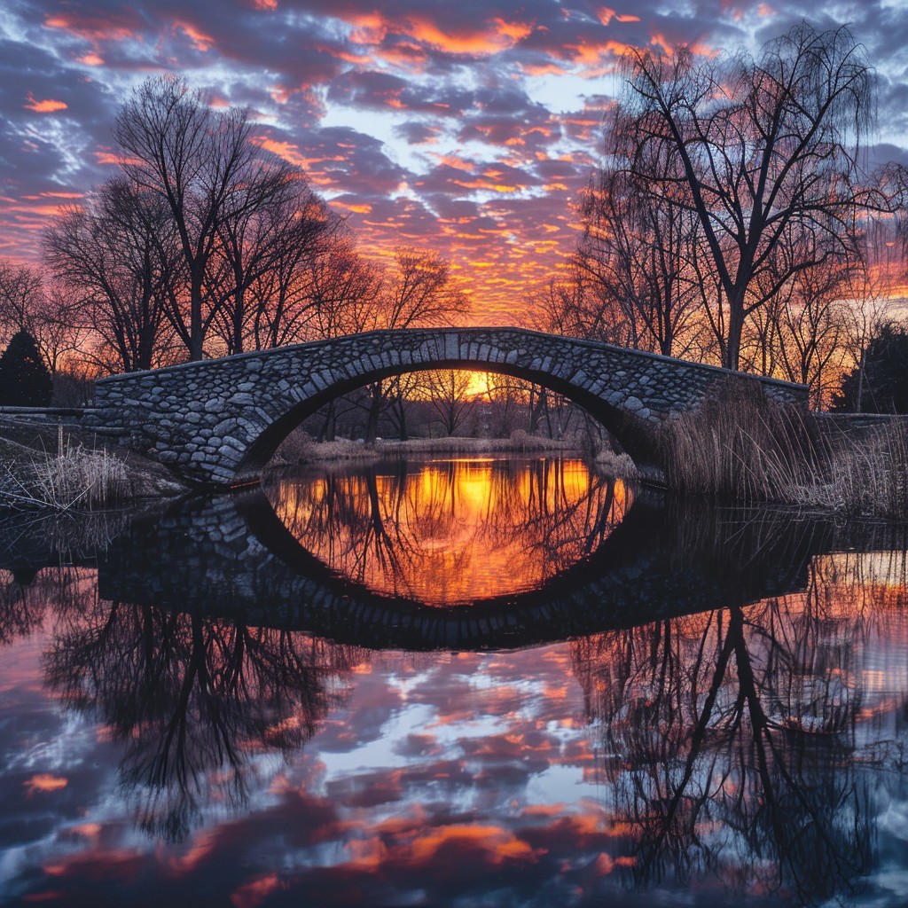 Free Sunset Bridge Reflection Image - Sunset, Reflection, Bridge ...