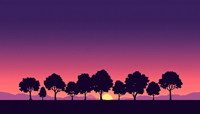 Free Pixel Sunset Serenity Image - Pixel, Sunset, Trees | Download at ...