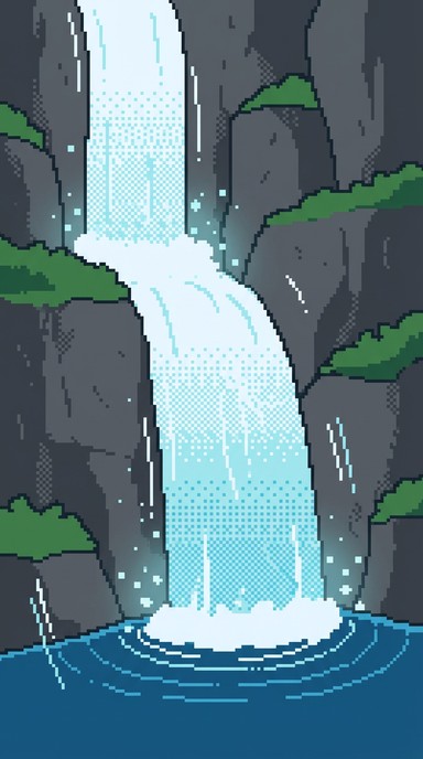Free Pixelated Waterfall Cascade Image - Waterfall, Pixel, Art ...