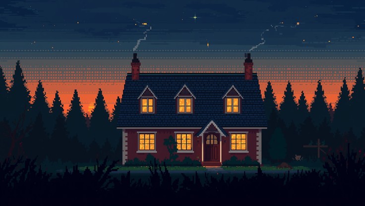 Free Twilight Forest Cottage Image - Cottage, Twilight, Pixel ...