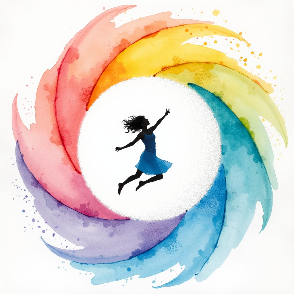 Free Dancing Through Colors Image - Watercolor, Spiral, Silhouette ...