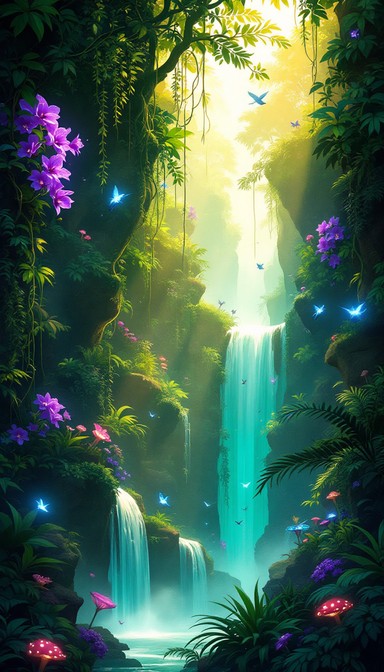 Free Magical Forest Waterfall Image - Waterfall, Rainforest, Magical ...