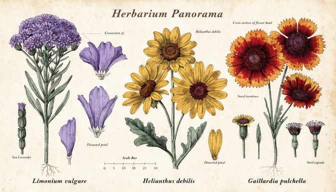 Free Coastal Wildflower Study Image - Botanical, Illustration ...