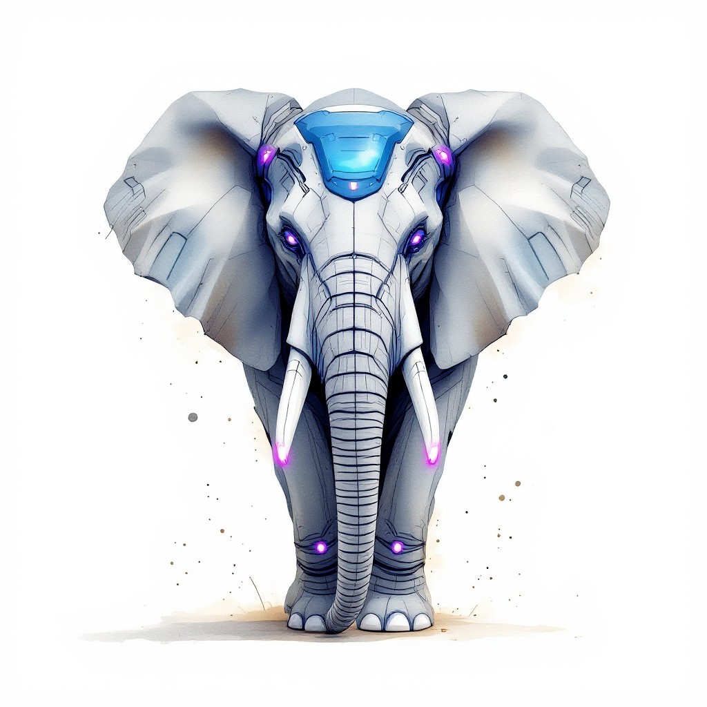 Tech Elephant Free Technological Elephant Fusion Image - Elephant, Watercolor ...
