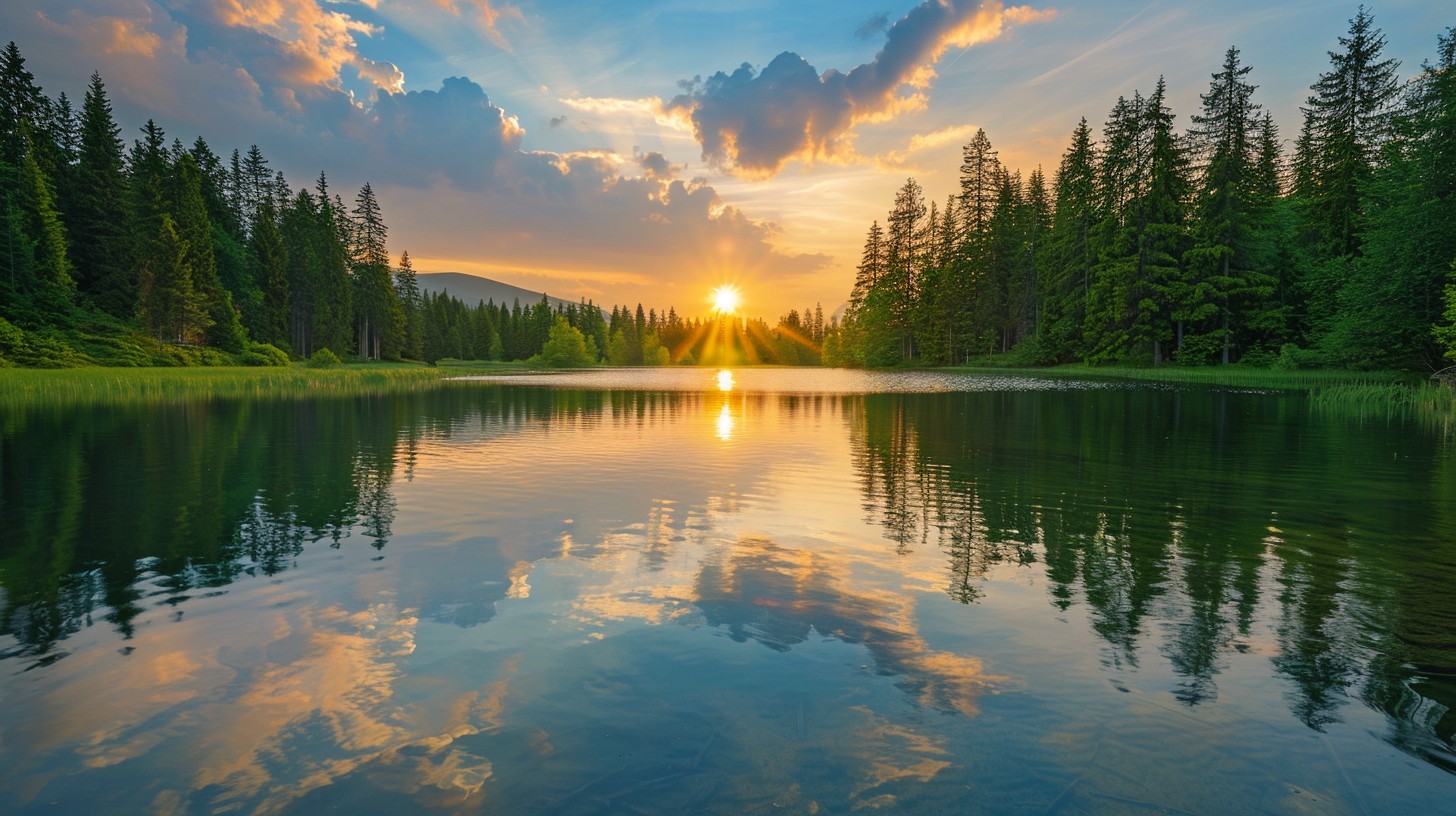 Free Serene Lake Sunset Image - Sunset, Lake, Forest | Download at ...