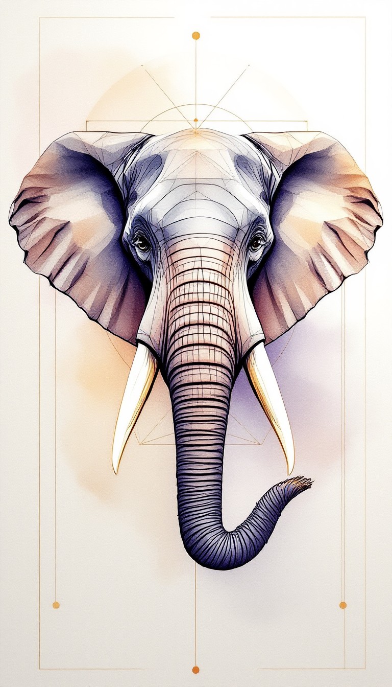 Free Majestic Elephant Portrait Image - Elephant, Wildlife, Geometric ...