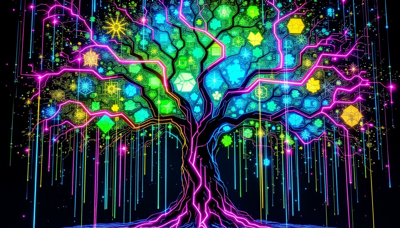 Free Neon Tree Glows Image - Cyberpunk, Neon, Tree | Download at StockCake