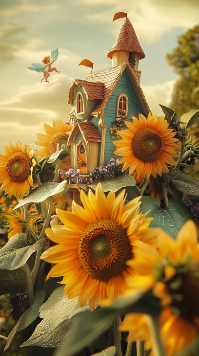 Free Enchanted Sunflower Cottage Image | Download at StockCake