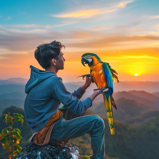 Free Man Meets Parrot Image - Sunset, Wildlife, Nature | Download at ...
