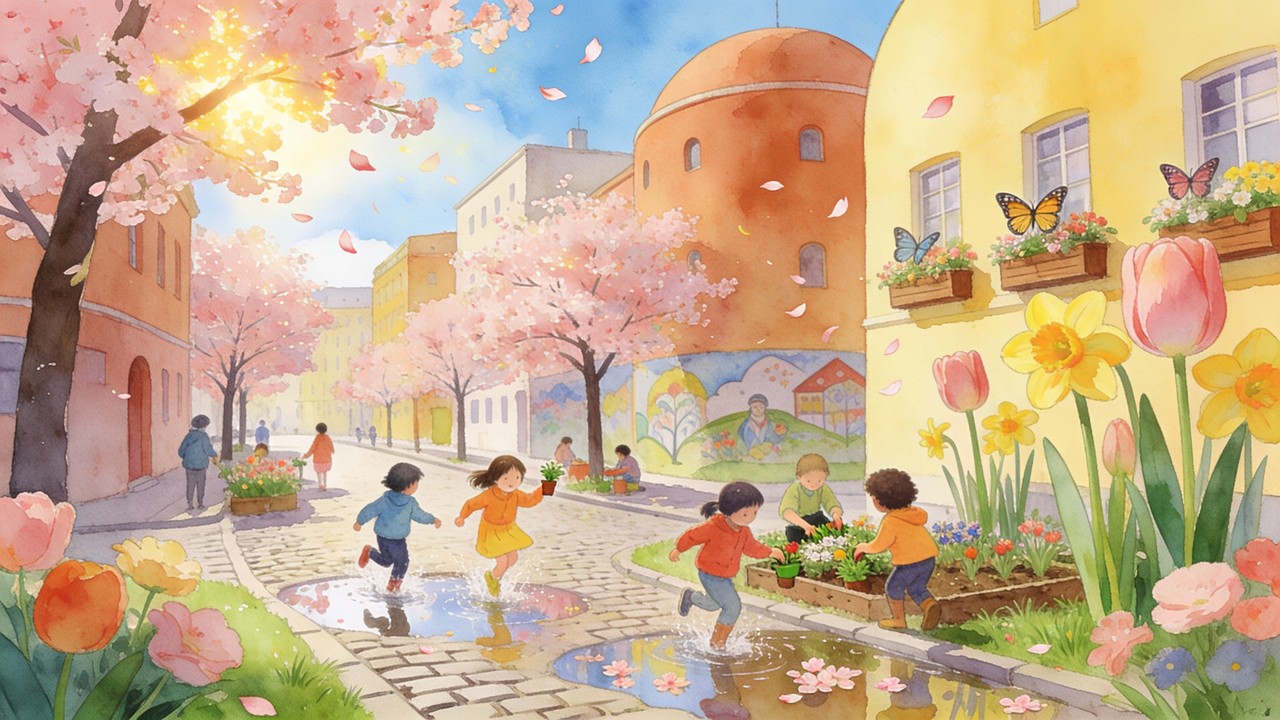 Spring In The City Free Spring City Magic Image - Children, Spring, Illustration ...