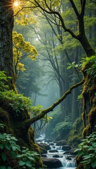 Free Enchanted Forest Stream Image - Forest, Stream, Sunbeams ...