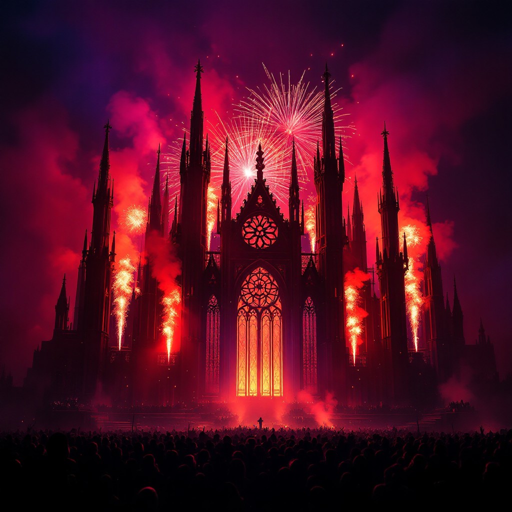 Free Gothic Cathedral Concert Photo - Gothic, Cathedral, Fireworks ...