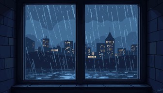 Free Rainy Pixel City Image - Rainy, Pixel, Window | Download at StockCake