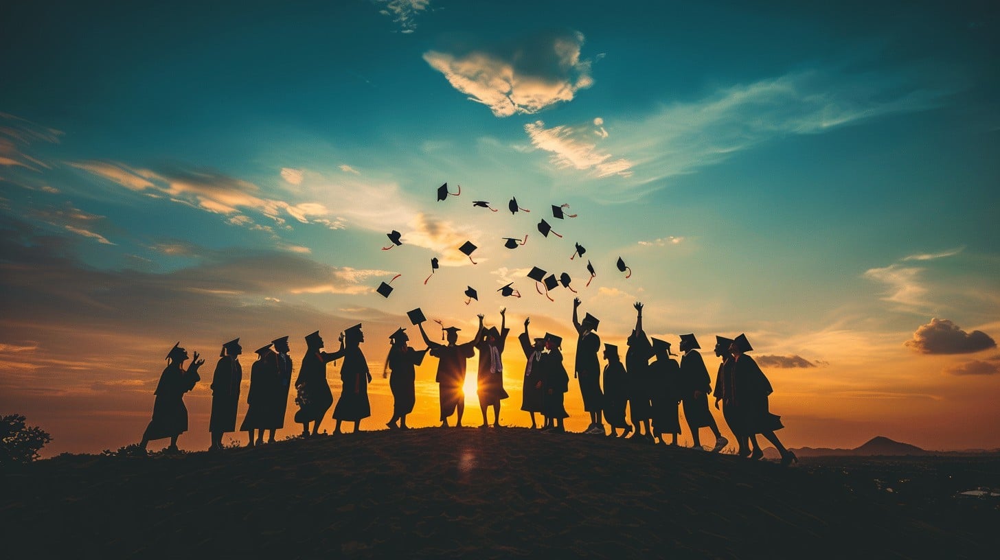 Free Graduation Silhouette Celebration Photo - Graduation, Sunset ...