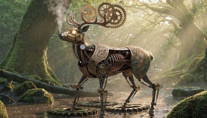 Free Mechanical Forest Guardian Image - Steampunk, Mechanical, Deer ...