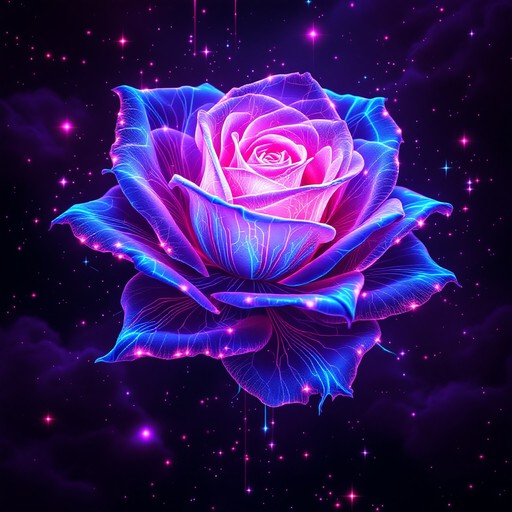 Free Cosmic Neon Rose Image - Rose, Cyberpunk, Neon | Download at StockCake