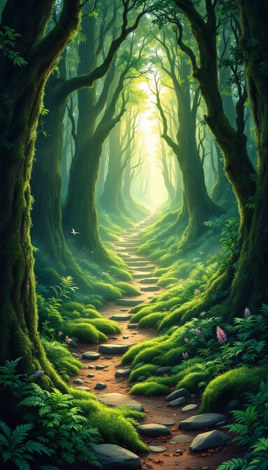 Free Enchanted Forest Pathway Image - Forest, Pathway, Stairs ...