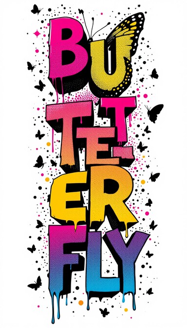 Free Butterfly Typography Art Image - Typography, Butterfly, Popart ...