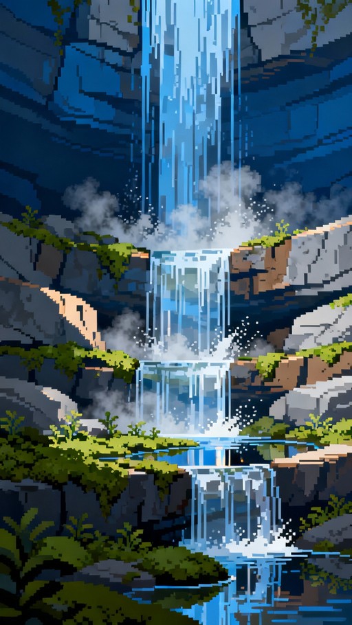 Free Cascading Pixel Waterfall Image - Waterfall, Pixel, Cascade ...