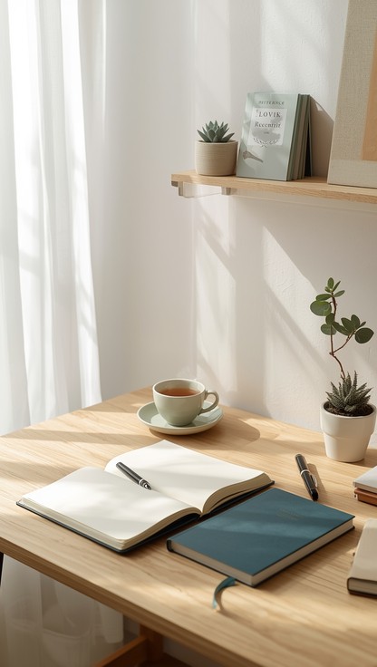 Free Peaceful Study Sanctuary Image - Minimalist, Study, Desk ...