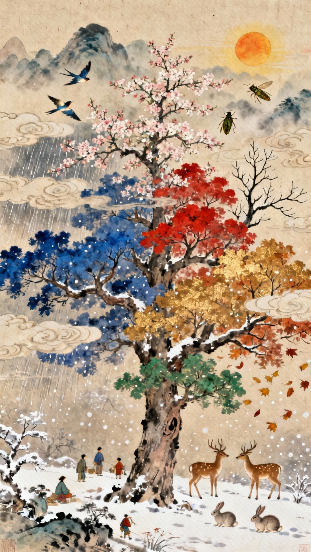 Free Four Seasons Tree Image - Seasons, Tree, Scroll | Download at ...