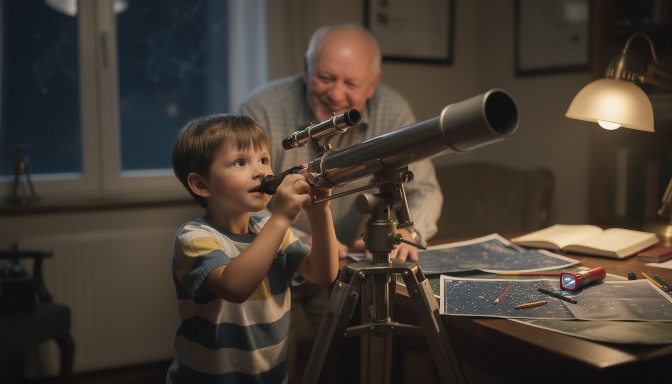 Free Exploring Stars Together Image - Telescope, Grandfather, Child ...