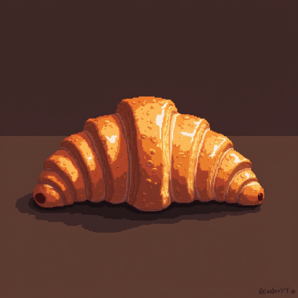 Free Golden Pixel Croissant Image - Croissant, Pixelart, Pastry ...