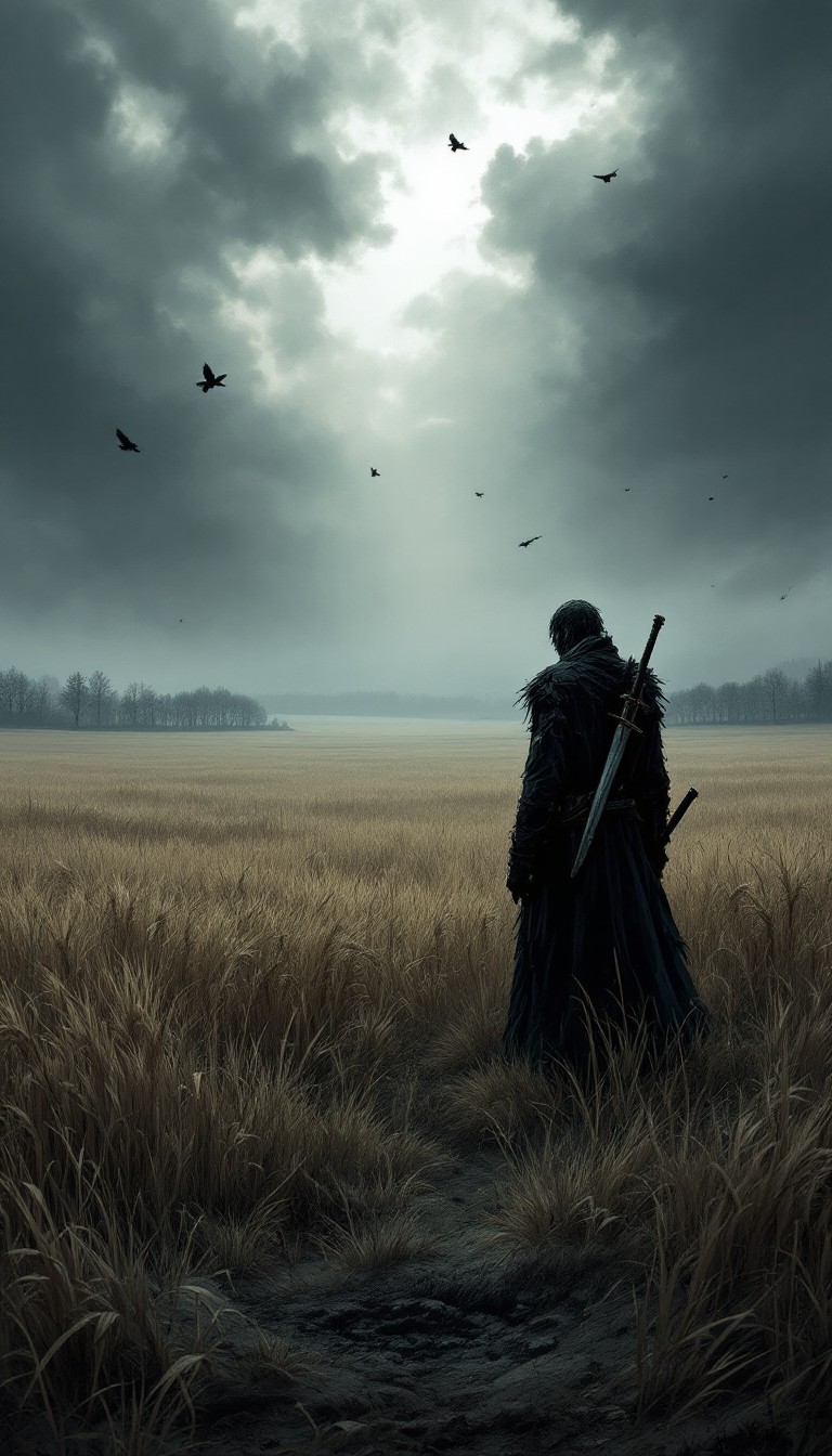 Download Solitary Graveside Vigil Image - Warrior, Grave, Anime | StockCake