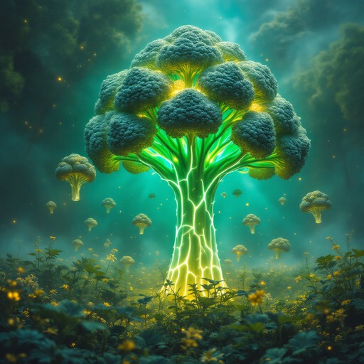 Broccoli Orbit Free Glowing Crystal Broccoli Image - Broccoli, Crystal, Bioluminescent ...