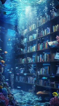 Free Underwater Library Fantasy Image - Underwater, Library, Books ...