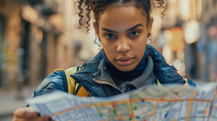 Free Navigating New City Image - Traveler, Map, Bench | Download at ...