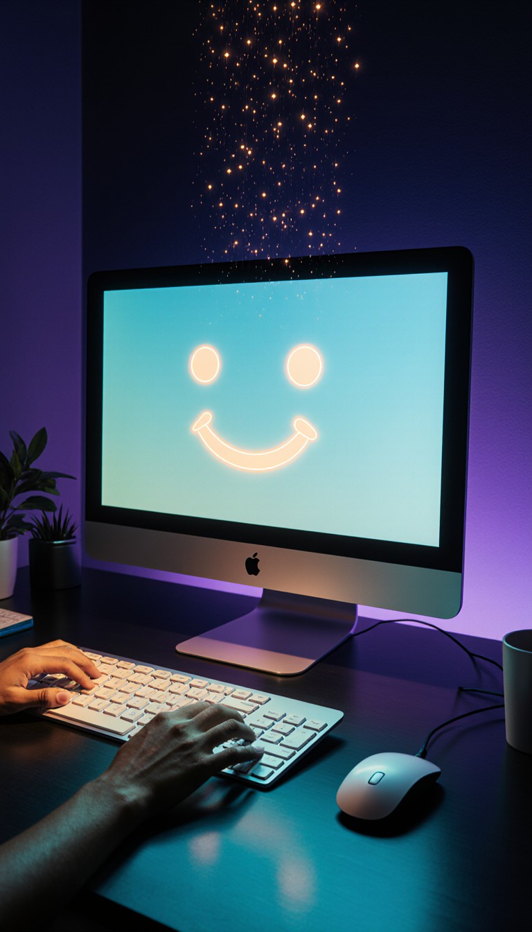 Smiling While Computer Free Happy Computer Workspace Image - Computer, Screen, Smile ...