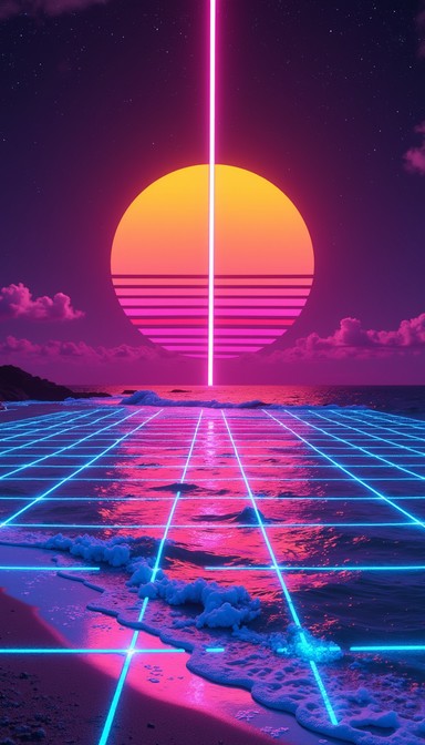 Sunset Image Neon Free Neon Pyramid Sunset Image - Vaporwave, Synthwave, Sunset ...
