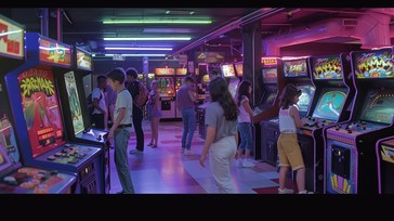 Sunday Arcade Fun Free Retro Arcade Fun Image - Arcade, Gaming, Neon | Download at StockCake