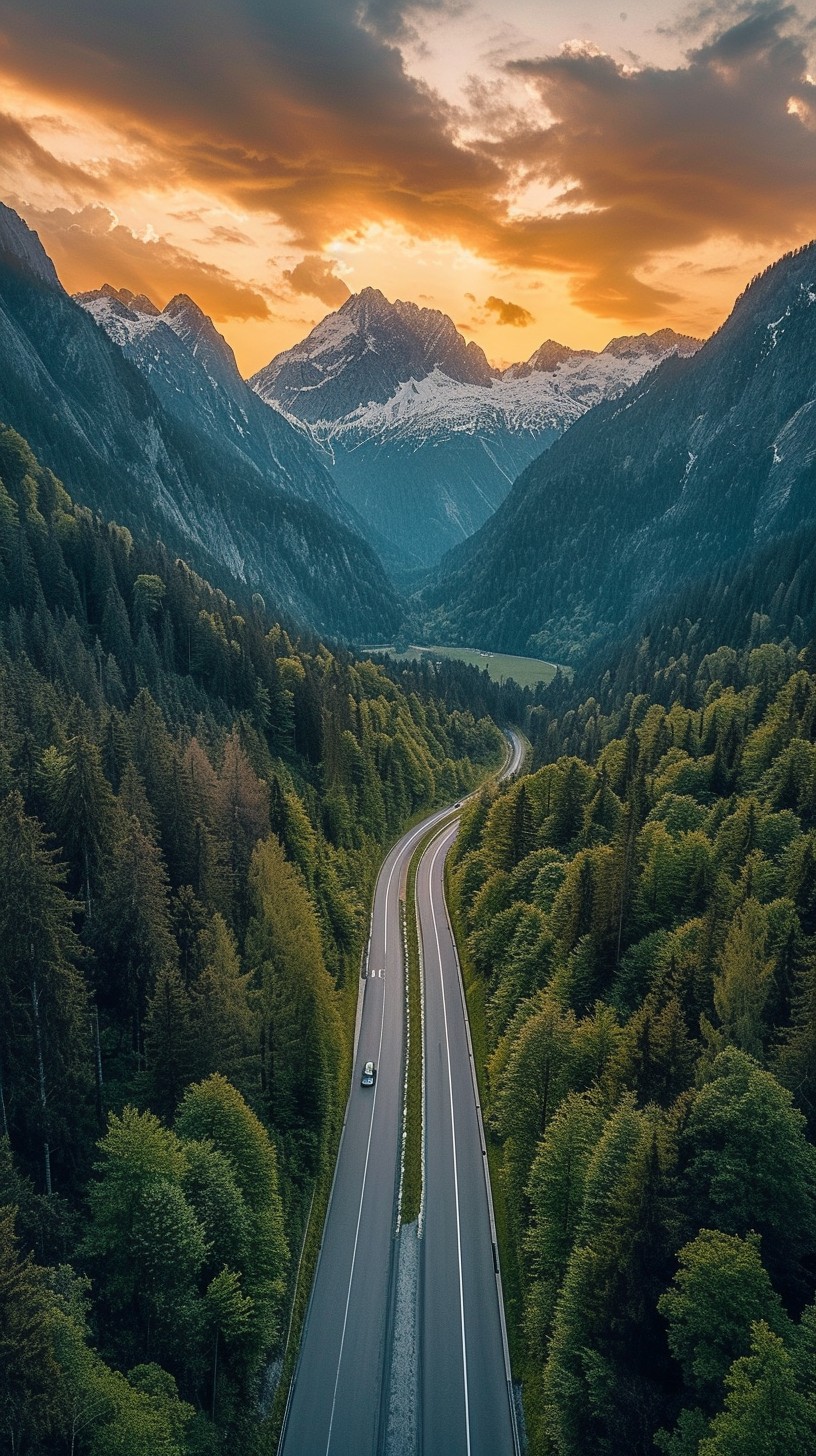 Free Mountain Road Sunset Image - Mountains, Sunset, Road | Download at ...