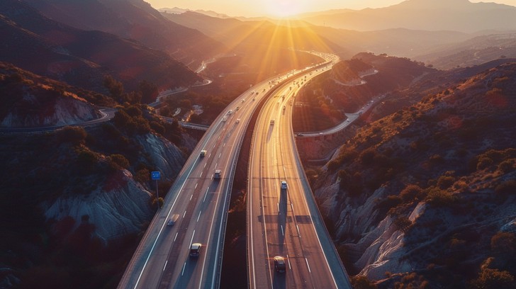 Free Sunset Mountain Drive Image - Sunset, Highway, Mountains ...