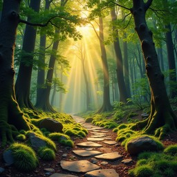 Free Enchanted Forest Path Image - Forest, Sunbeams, Path | Download at ...