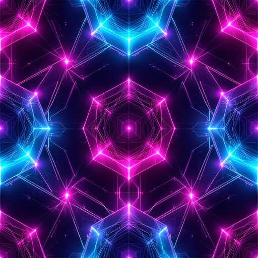 Glowing hexagonal grid pattern with bright cyan and magenta circuit ...