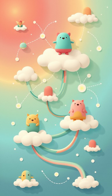 Free Cloud Friends Connect Image - Whimsical, Clouds, Characters ...