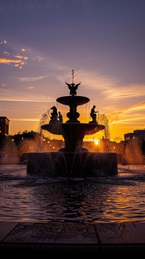 Free Sunset Fountain Silhouette Image - Sunset, Fountain, Silhouette ...